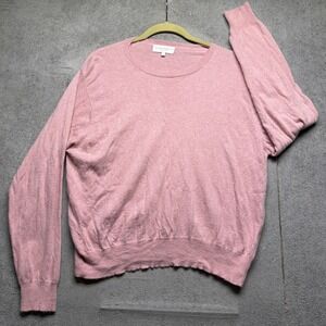 Women's Pink Cashmere Silk Blend‎ Crewneck Sweater Made in Italy Size XL Bianco